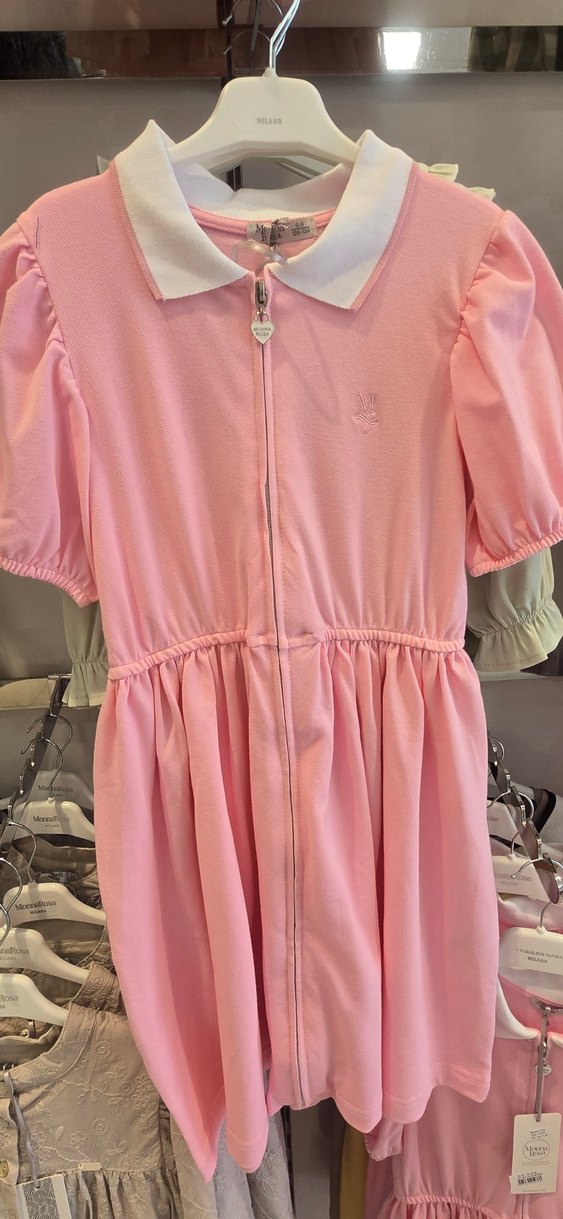 Pembe Kız Çocuk Kısa Kollu Fırfırlı Elbise - Görsel 5