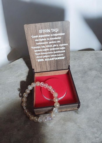 Bej Boncuklu Sitrin Taşı Bileklik