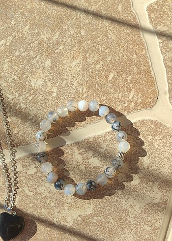 AKİK TAŞI KOLYE BİLEKLİK SETİ - Görsel 3