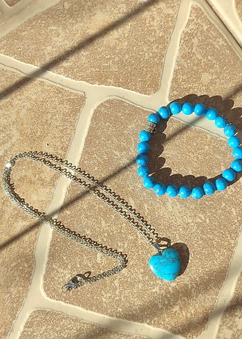 FİRUZE TAŞI KOLYE BİLEKLİK SETİ - Görsel 4