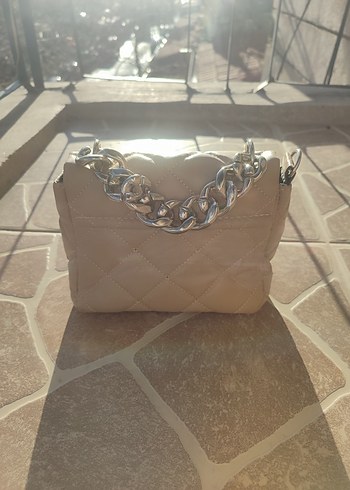 Bej Deri Kadın Omuz Çantası - Görsel 4