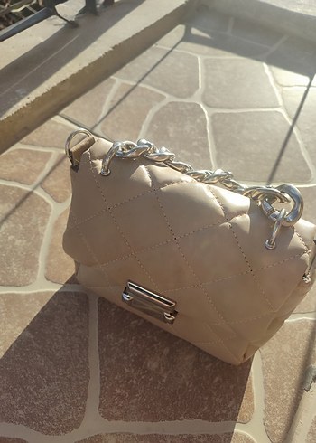 Bej Deri Kadın Omuz Çantası - Görsel 3