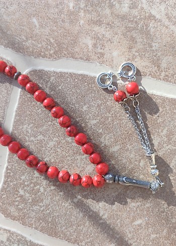 Erkek Bohem Kırmızı Tesbih Boncukları - Görsel 3