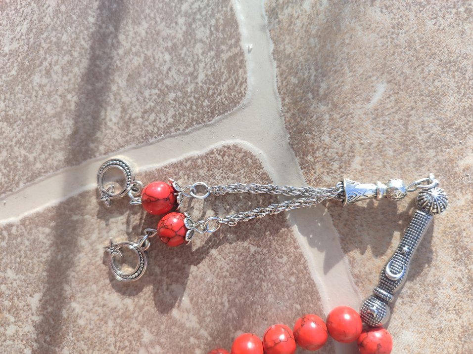 Erkek Bohem Kırmızı Tesbih Boncukları - Görsel 2