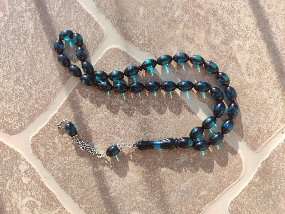 Bohem Tarzı Koyu Turkuaz Erkek Tesbihi - Görsel 2