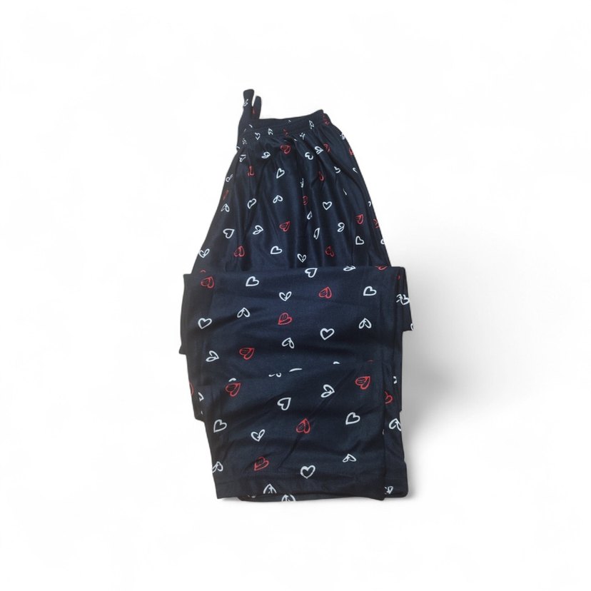 Renkli Kalp Desenli Rahat Kadın Pijama Altı - Görsel 2