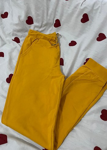 Sarı Düğmeli Rahat Kadın Eşofman Altı