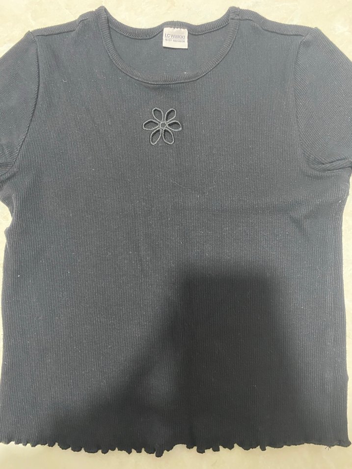 Kız Çocuk Siyah Kısa Kollu Tişört - Görsel 3