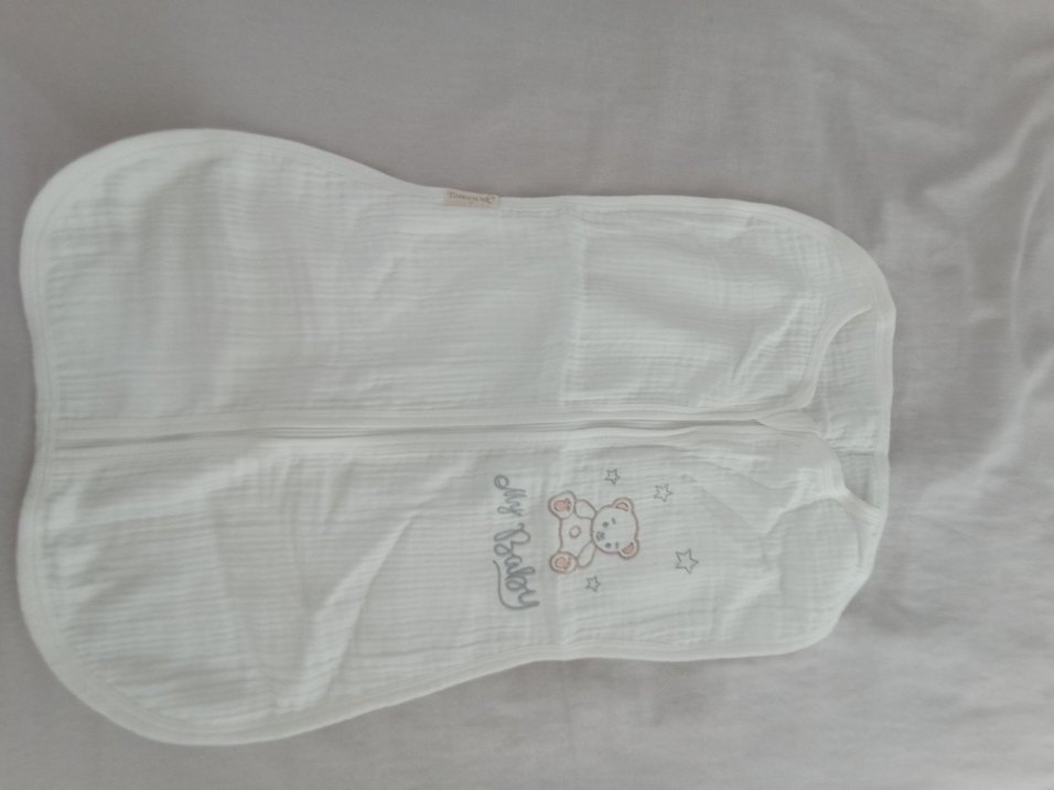Nakışlı Beyaz Bebek Kundak Uyku Tulumu - Görsel 4