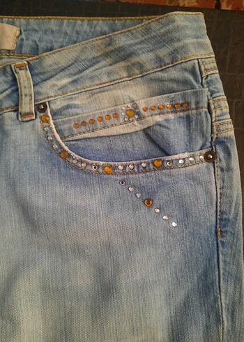 40 Beden taşlı Mavi Kadın Denim Pantolon