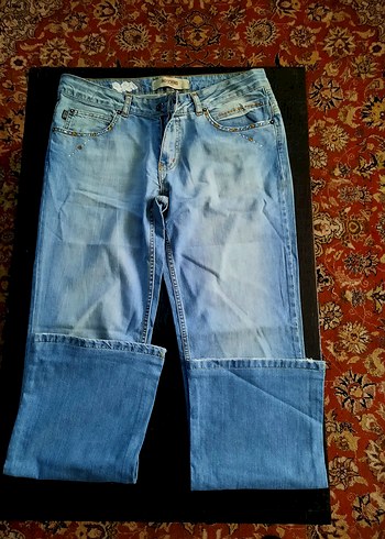 taşlı Mavi Kadın Denim Pantolon
