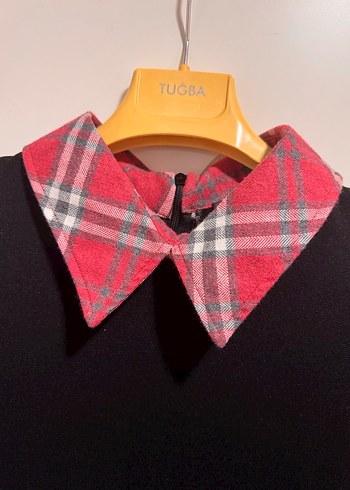 Ekose Detaylı Siyah Uzun Kollu Gömlek Tunik - Görsel 5