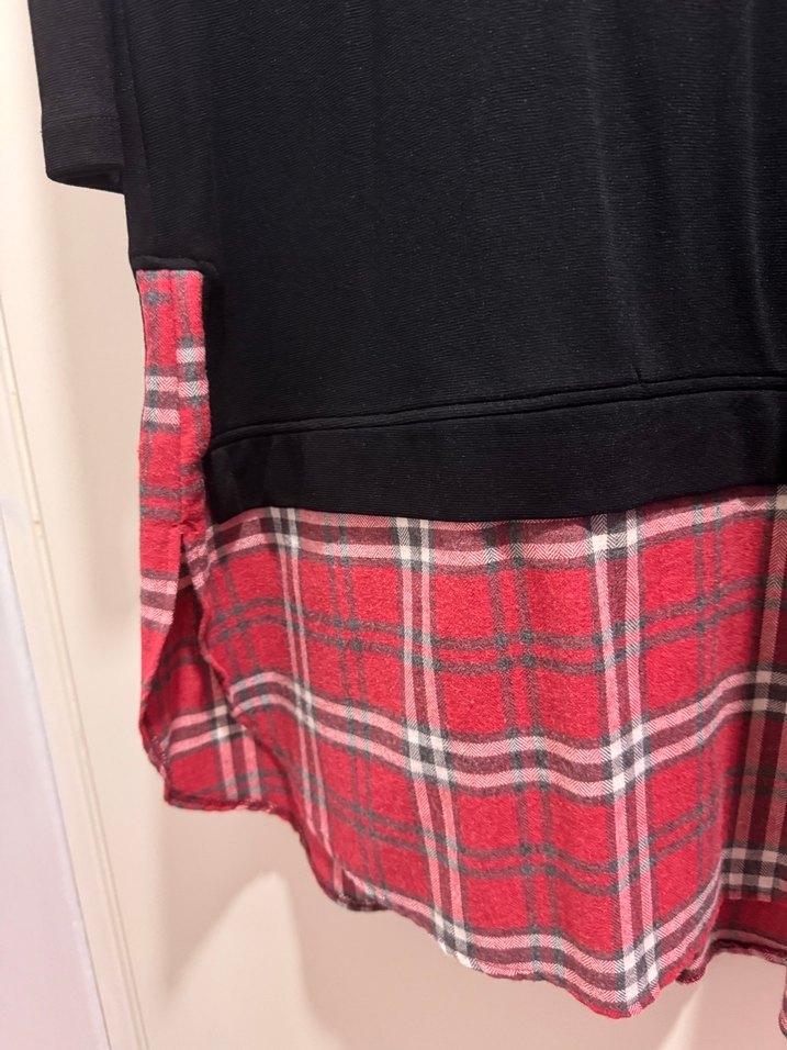 Ekose Detaylı Siyah Uzun Kollu Gömlek Tunik - Görsel 4