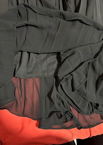 Uzun Siyah Pilili Kadın Etek pantolon - Görsel 5