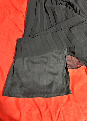 Uzun Siyah Pilili Kadın Etek pantolon - Görsel 4