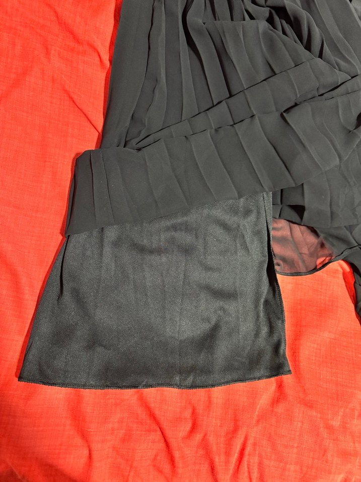 Uzun Siyah Pilili Kadın Etek pantolon - Görsel 4