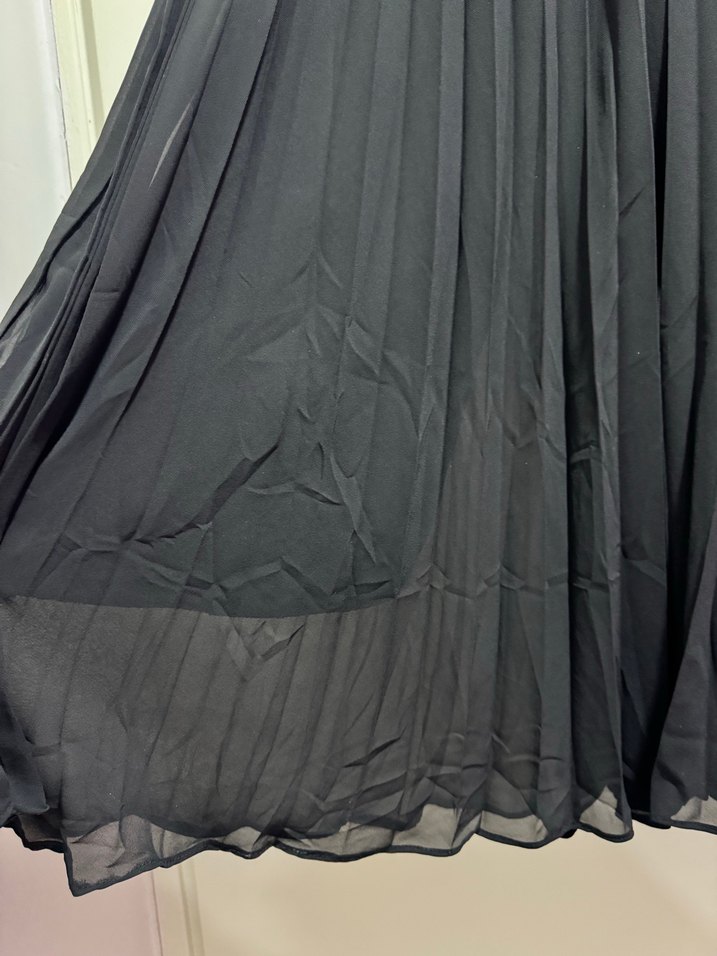 Uzun Siyah Pilili Kadın Etek pantolon - Görsel 3