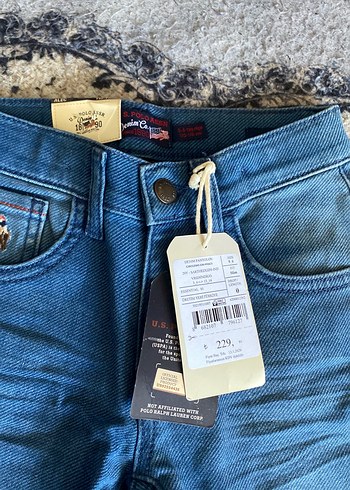U.S Polo Assn. Düğmeli Erkek Çocuk Mavi Denim Pantolon