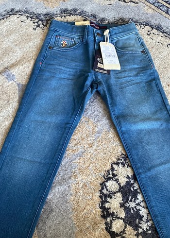 Düğmeli Erkek Çocuk Mavi Denim Pantolon