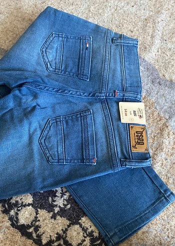 5 Yaş Beden Düğmeli Erkek Çocuk Mavi Denim Pantolon