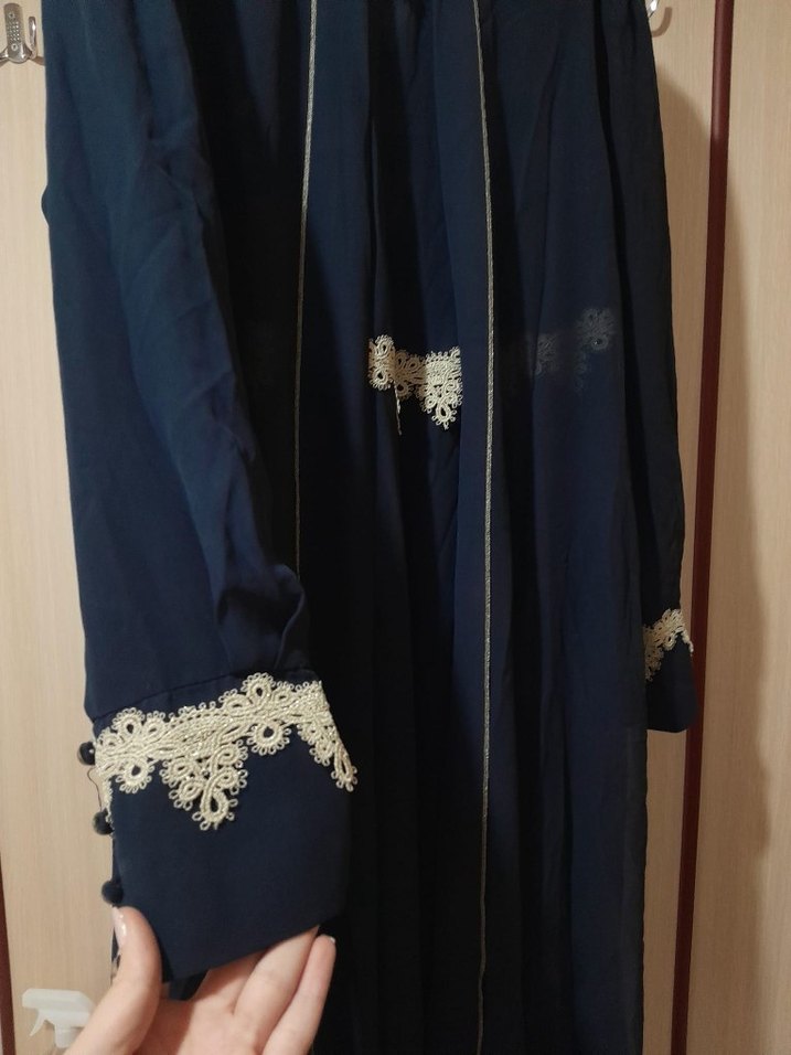 Nakışlı Lacivert Uzun Kollu Kadın Elbise - Görsel 4