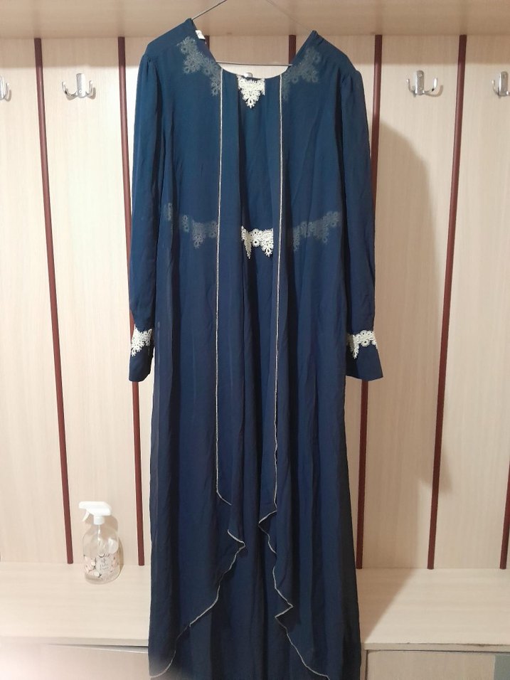 Nakışlı Lacivert Uzun Kollu Kadın Elbise - Görsel 2