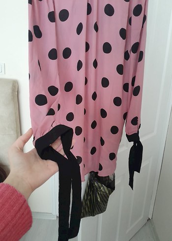 Puantiyeli Pembe Hamile Bluzu - Görsel 2