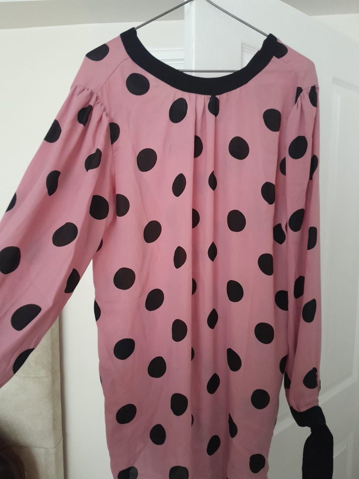 Puantiyeli Pembe Hamile Bluzu - Görsel 3