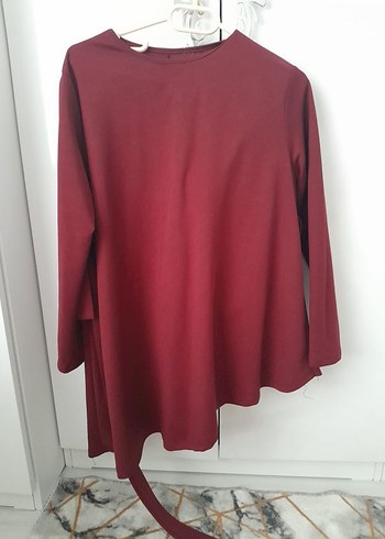 Bordo Uzun Kollu Salaş Kadın Tunik takım - Görsel 2