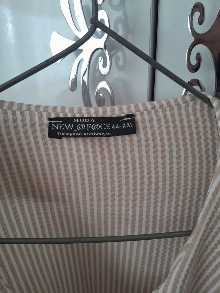 Bej Keten Kadın Gömlek Düğmeli - Görsel 4