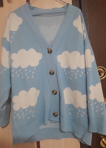 Mavi Bulut Desenli Triko Hırka - Görsel 2