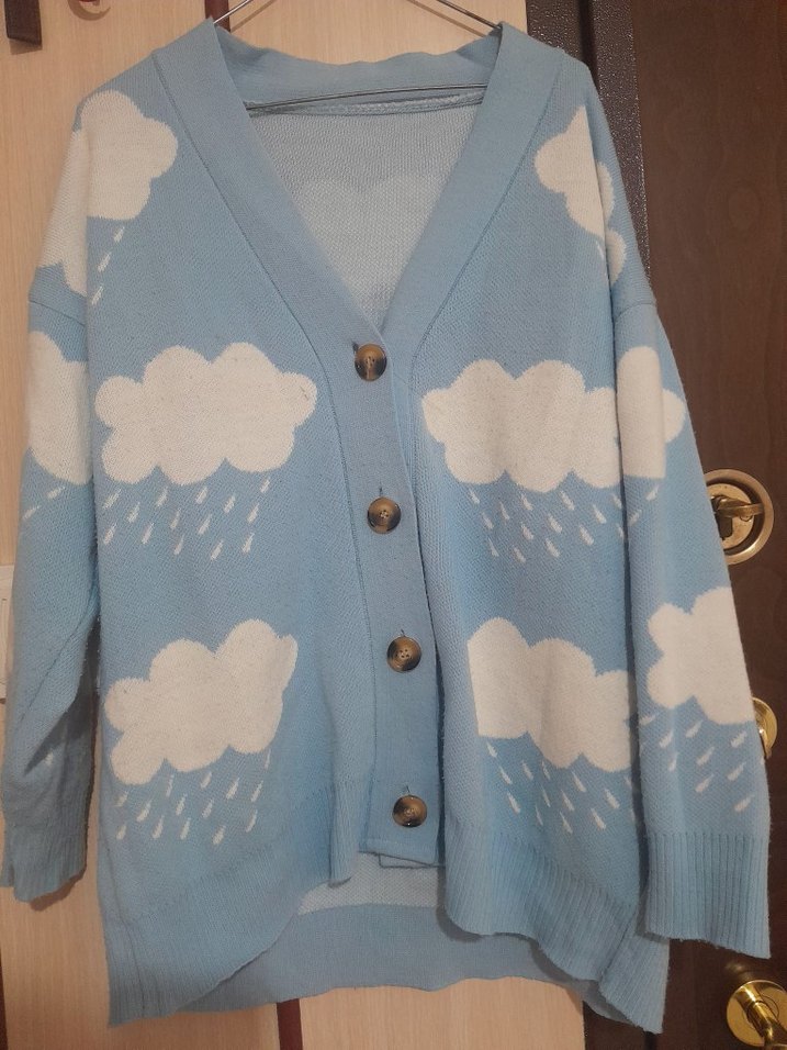 Mavi Bulut Desenli Triko Hırka - Görsel 2