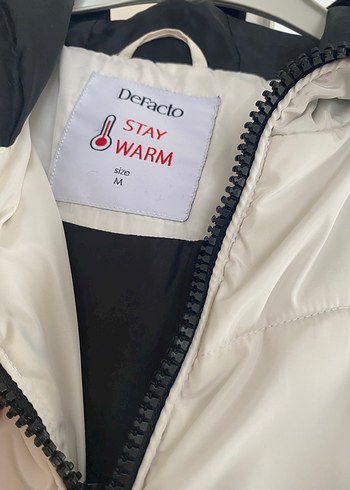 Beyaz Fermuarlı Uzun Kadın Kışlık Mont - Görsel 4