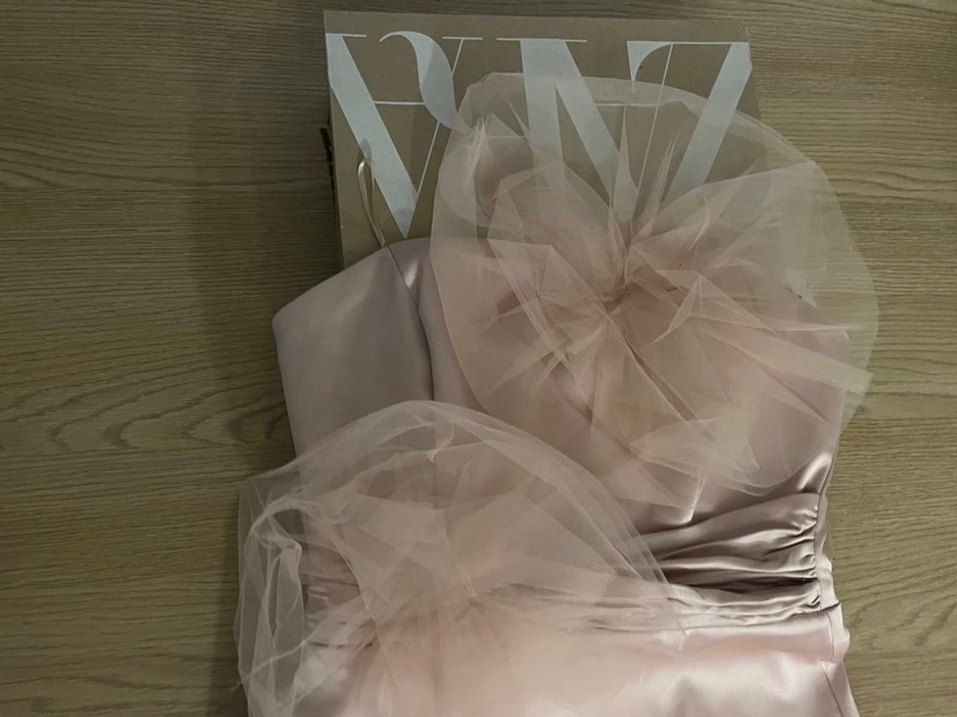 Orjinal Zara etiketli Pudra Pembe Straplez Mini Elbise - Görsel 3