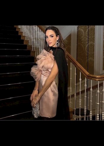 Zara Zara Pudra Pembe Straplez Mini Abiye Elbise