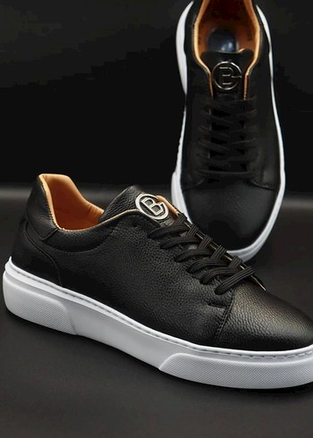 Diğer Siyah Deri Bağcıklı Erkek Sneaker
