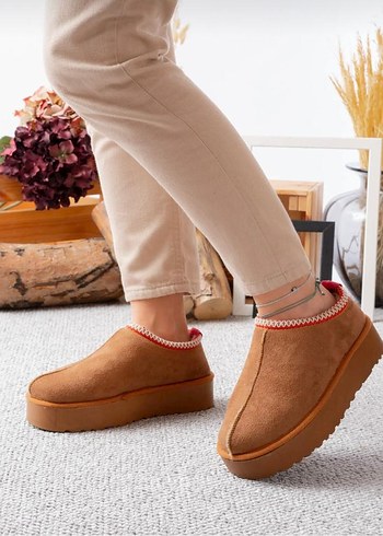 Ugg Kahverengi Süet Dolgu Topuklu Kadın Ayakkabı