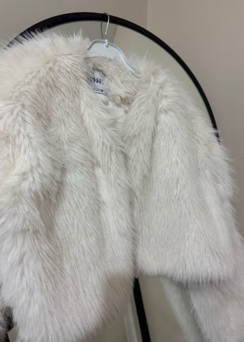 Beyaz Suni Kürk Midi Ceket - Görsel 2