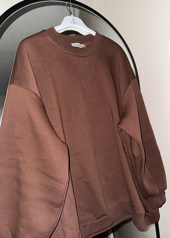 Kahverengi Oversize Kadın Sweatshirt - Görsel 2