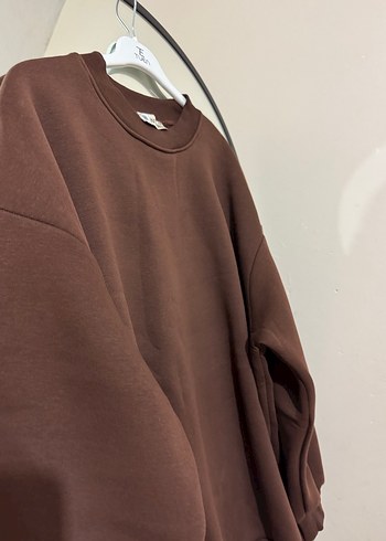 Kahverengi Oversize Kadın Sweatshirt - Görsel 3