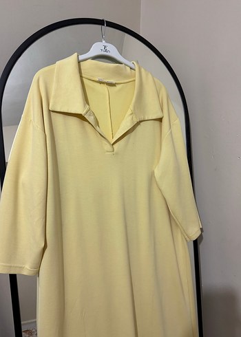 Sarı Kolay Şıklık Uzun Elbise - Görsel 2