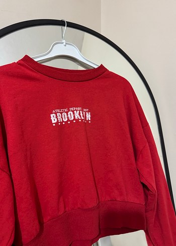 Kırmızı Baskılı Kadın Sweatshirt - Görsel 3