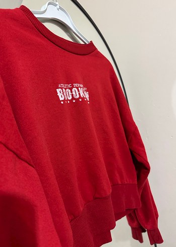 Kırmızı Baskılı Kadın Sweatshirt - Görsel 2