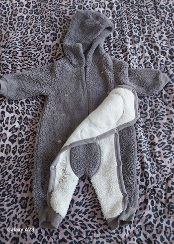 Gri Peluş Ayıcık Detaylı Bebek Tulumu - Görsel 3