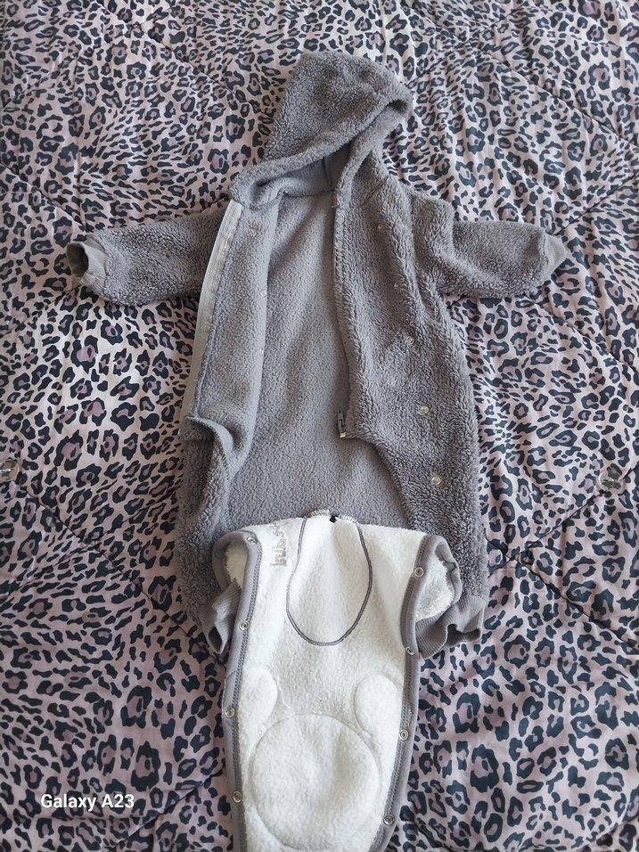 Gri Peluş Ayıcık Detaylı Bebek Tulumu - Görsel 2