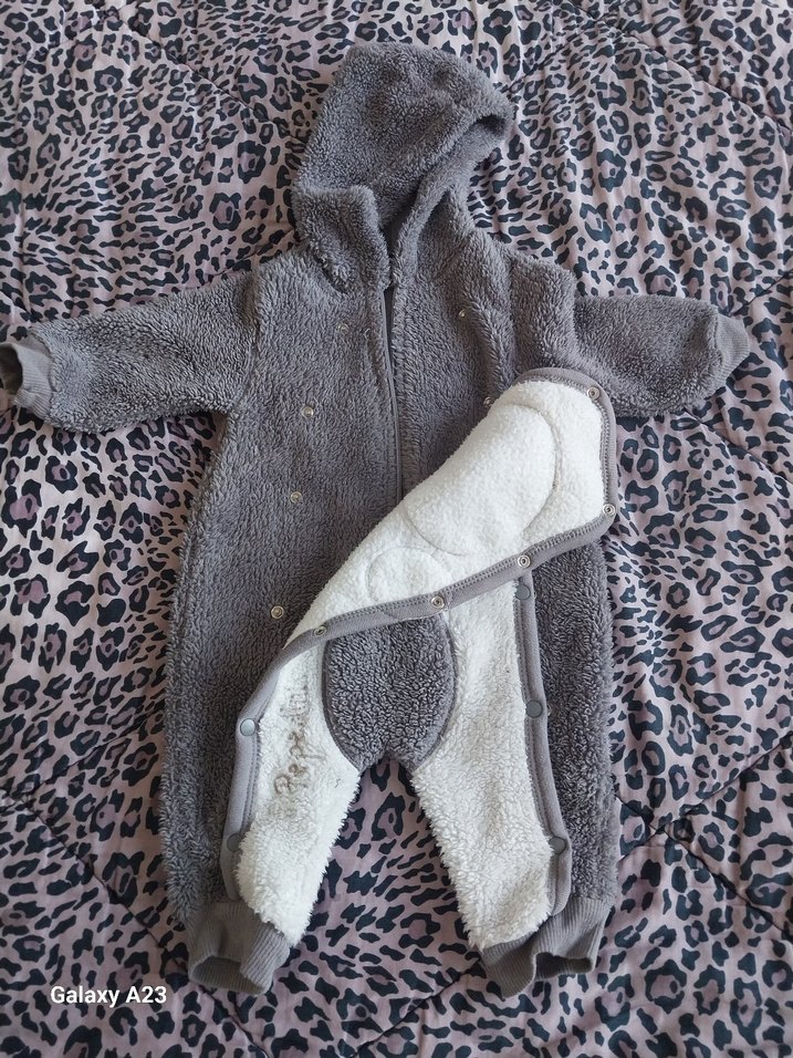 Gri Peluş Ayıcık Detaylı Bebek Tulumu - Görsel 3