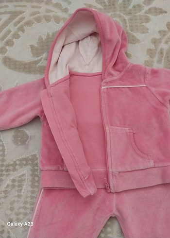 Pembe Kapüşonlu Fermuarlı Bebek Kız Takımı 3-6 ay - Görsel 2