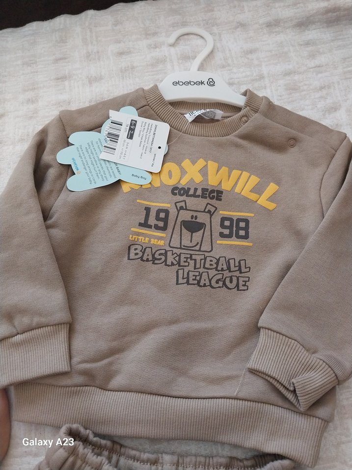 Erkek Bebek Kahverengi Sweatshirt ve Pantolon Takımı - Görsel 2