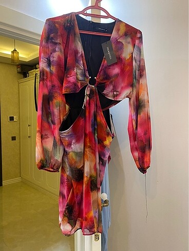 Sıfır şifon mini elbise - Görsel 2