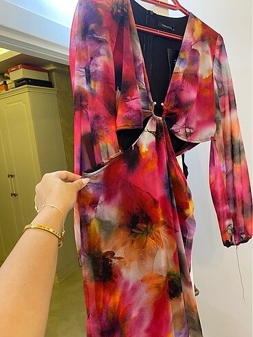 Sıfır şifon mini elbise - Görsel 3